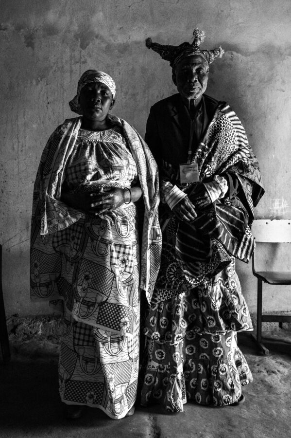 Soba Nzaji Alangela and his wife. Soba is the leader in the Angolan villages from pre-colonial time until today